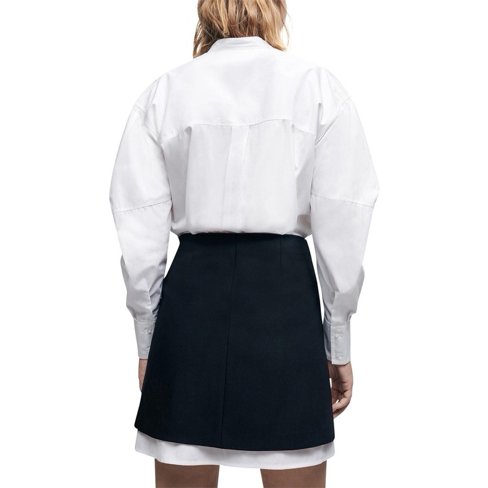 Maje Trompe L'oeil Crepe & Poplin Mini Dress White & Black 34/0/XS - Picture 4 of 13